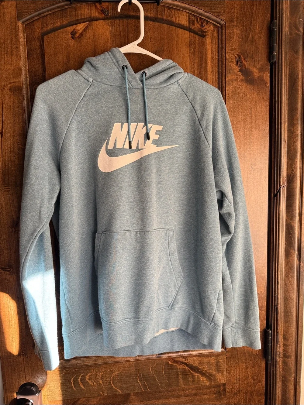 Nike Light Blue Crewneck Hoodie with White Swoosh